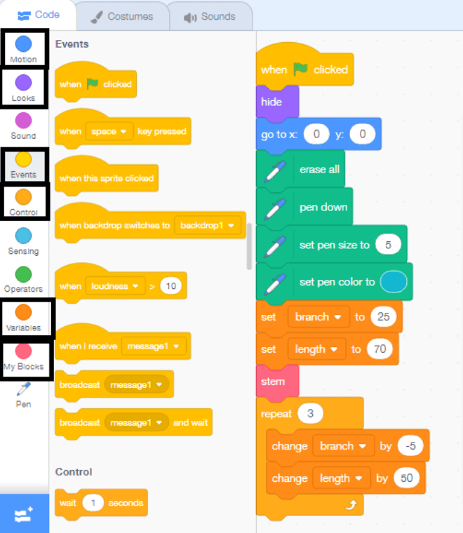 Create a Pen Snowflakes effect in Scratch