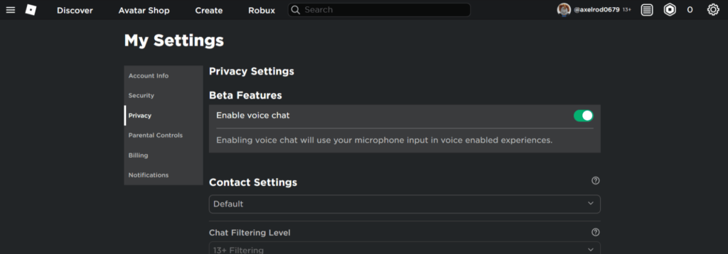 Enable Roblox Voice Chat