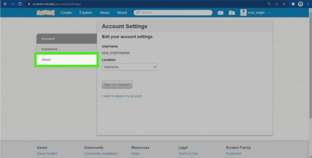 How to change or update the Scratch email address - BrightChamps Blog