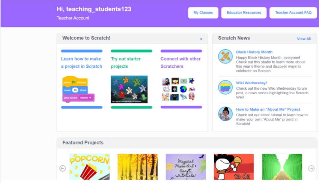 Set Up Scratch Classes With a Teacher Account