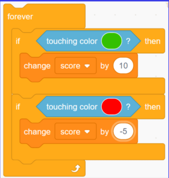 Scratch blocks - touching color  