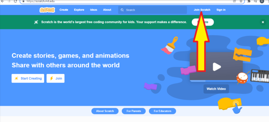 Coding with Scratch - Logging into your Scratch Student Account - scratch.mit.edu  