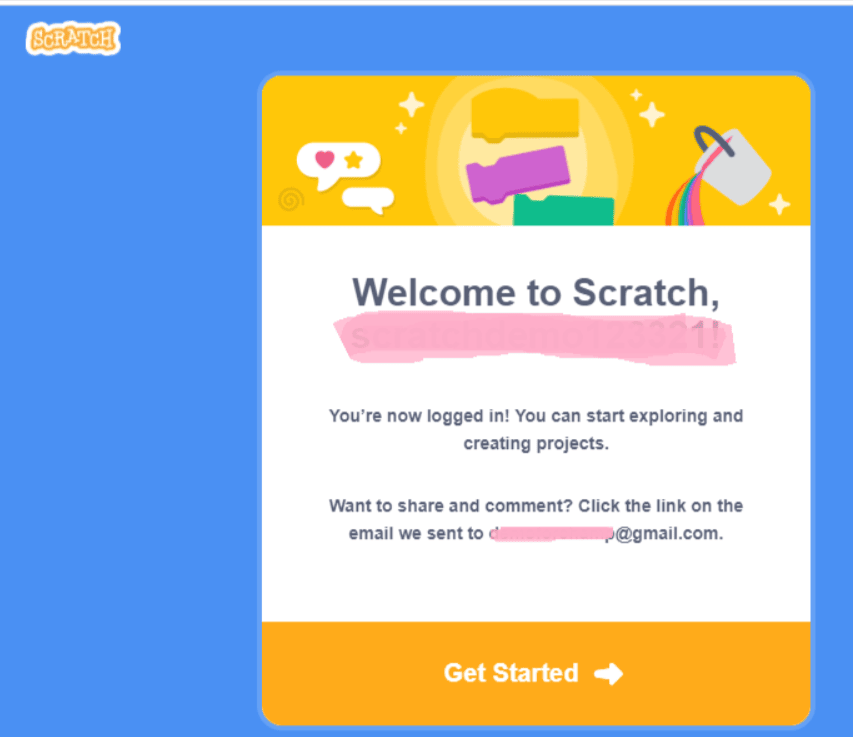 Receiving a verification code – Scratch