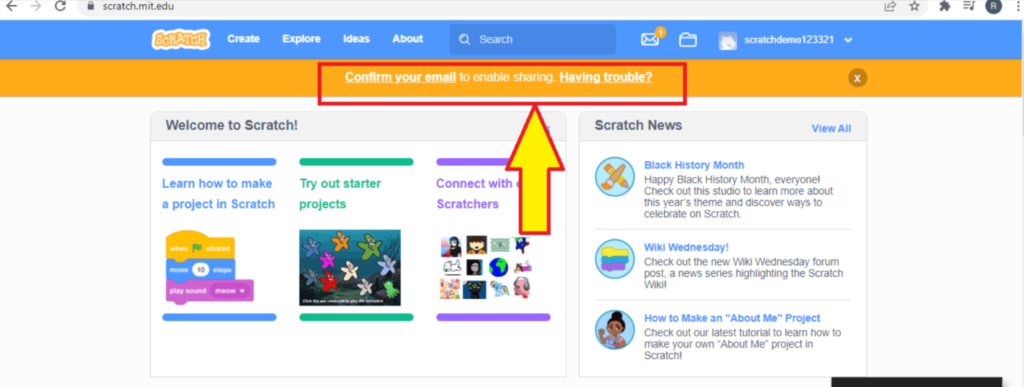 How To Confirm and Verify Your Scratch Account & Share Your Projects With  The World - BrightChamps Blog