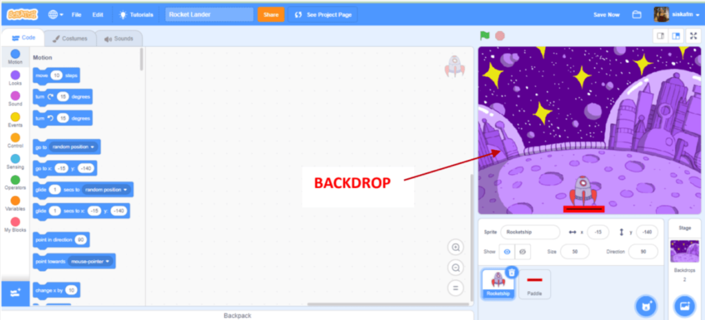 Rocket Lander Game in Scratch