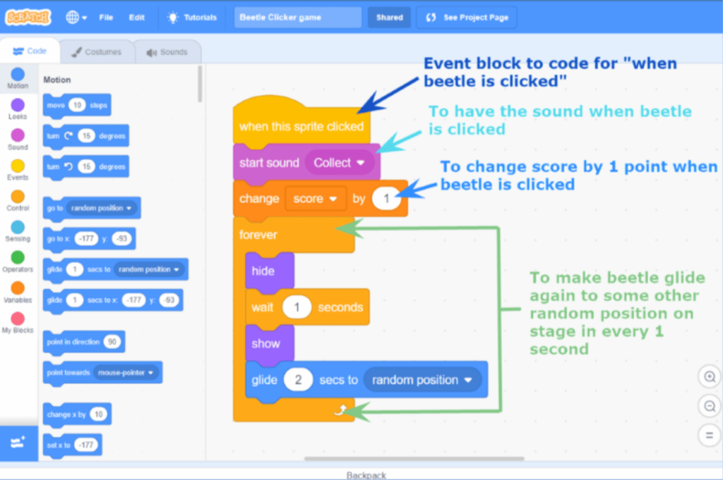 How To Create A Beetle Game On  Scratch