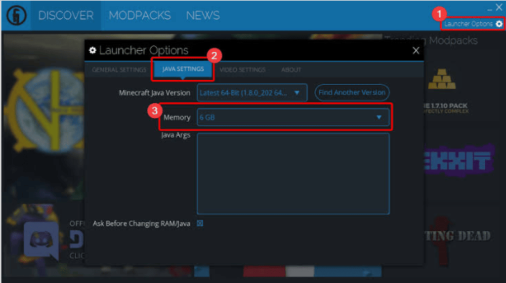 minecraft how to allocate more ram new launcher