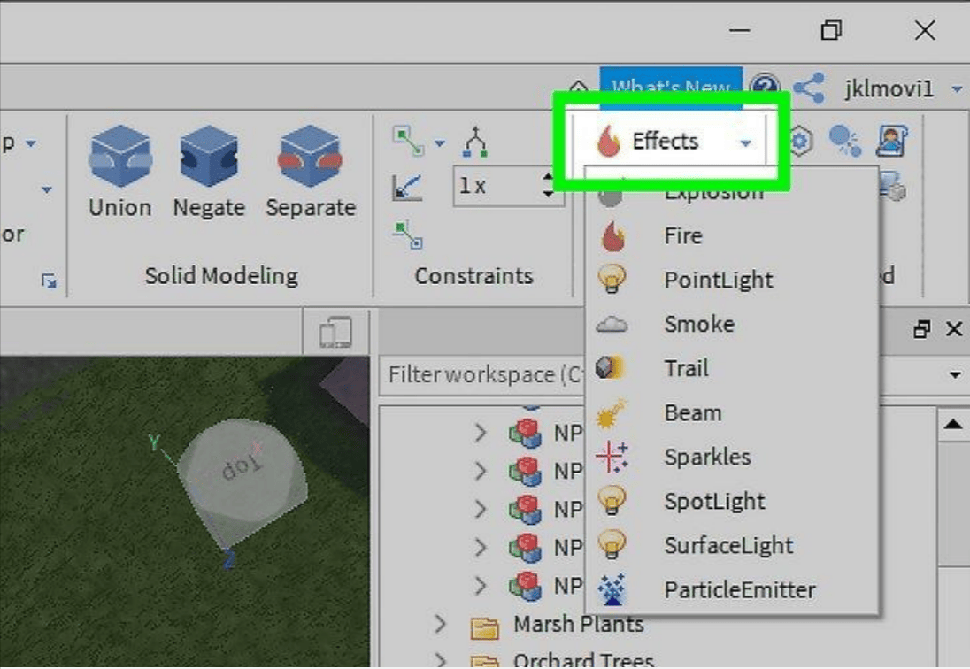 Roblox Catalog and Develop dropdown menu