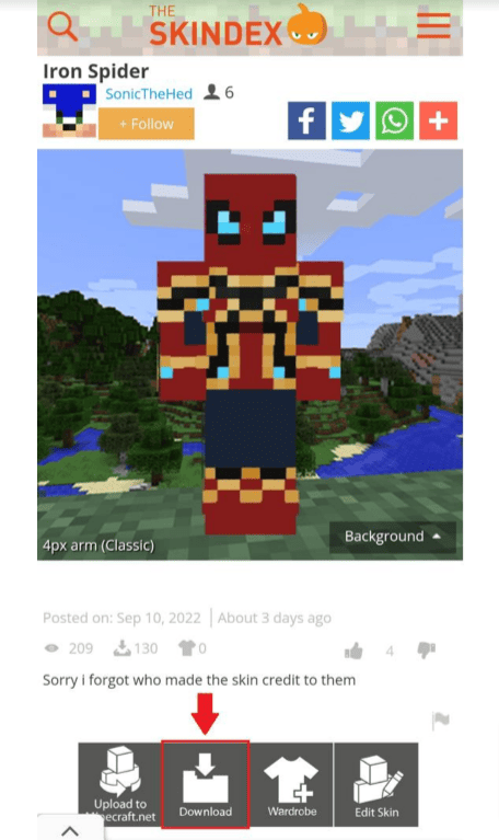 How to download the skin you have created<!-- -->