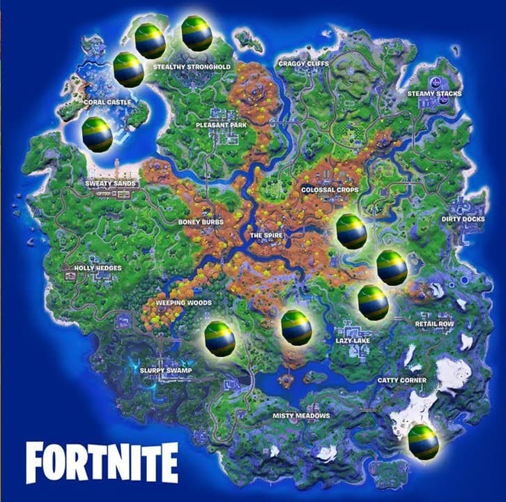 forage bouncy eggs locations in Fortnite