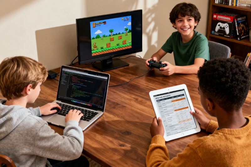 what-is-a-platform-game-in-2d-platformer-games Illustration of a 2D platformer game showing a character jumping across platforms and obstacles